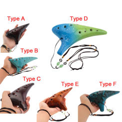 12 Holes Ocarina Zelda Alto ToneC Smoked Burn Ceramic Ocarina Flute with Song Book Neck Cord Carry Bag Musical Instruments