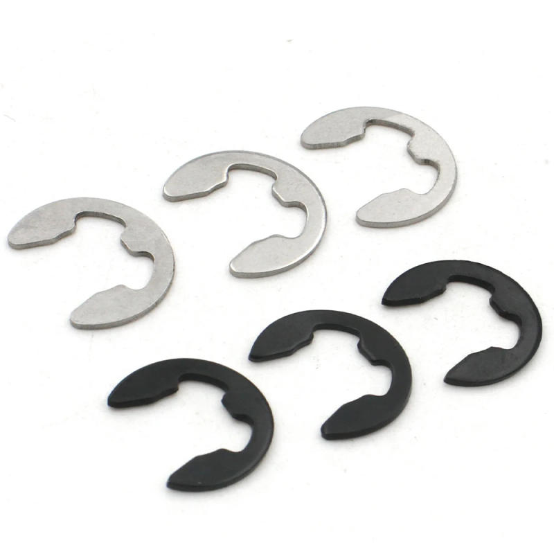 Description Picture 3 of item10/50/100pcs M1.2 1.5 2 2.5 3 4 5 6 8 10 11 12 to M24 Black 65Mn Steel 304 Stainless Steel E Clip Circlip Retaining Ring Washer