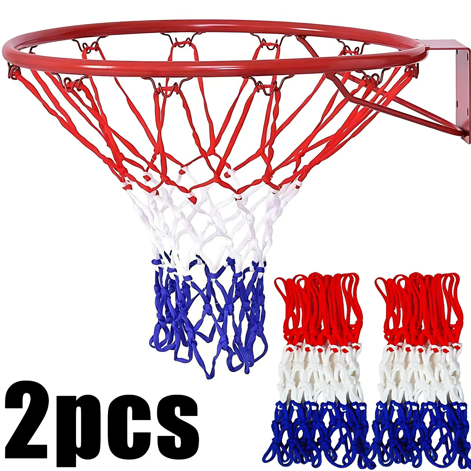 Description Picture 2 of item56cm Outdoor Sports Basketball Net Standard Nylon Thread Basketball Hoop Mesh Net 12 Loops Three Color Universal Basketball Net