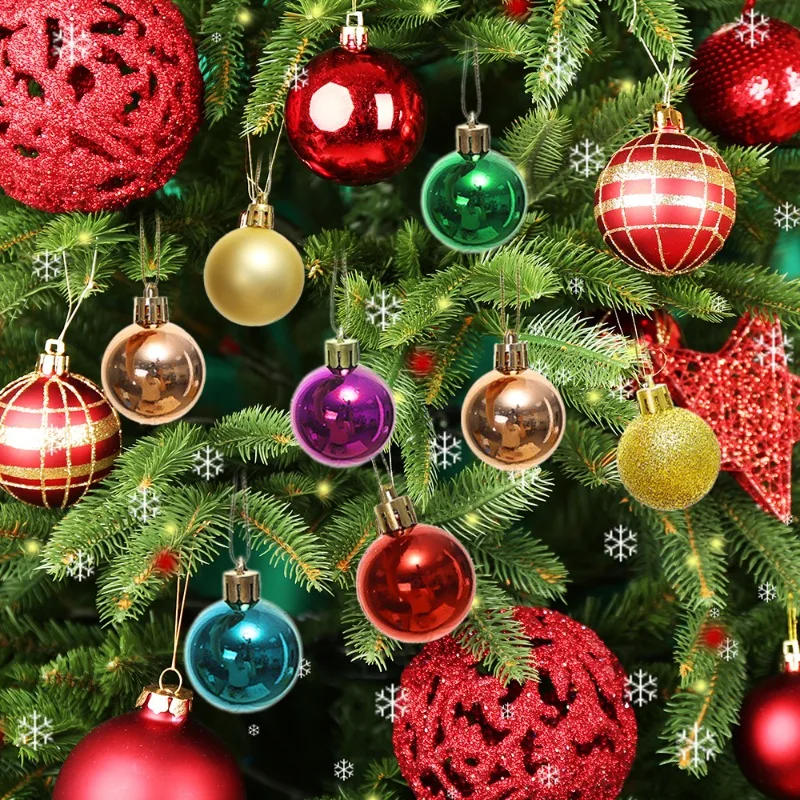 Description Picture 6 of item60/6pcs Glitter Christmas Balls Indoor Outdoor Xmas Tree Hanging Pendants Ornament New Year Party Decoration Christmas Ball Gift