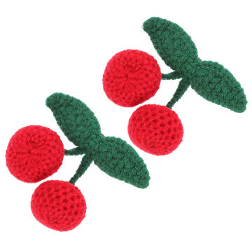 2 Pcs Issue Card Cherry Barrettes Child Girls Hair Accessories Yarn Small Clips