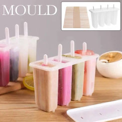 4-cell Ice Cream Popsicle Mold Summer Children's Ice Cream DIY Maker Tray Mold with Handle Ice Cream Mold