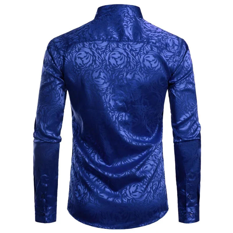 Description Picture 6 of itemMen's Floral Black Dress Shirts 2023 Stylish New Long Sleeve Steampunk Shirt Men Party Club Bar Social Shirt Male Chemise Homme