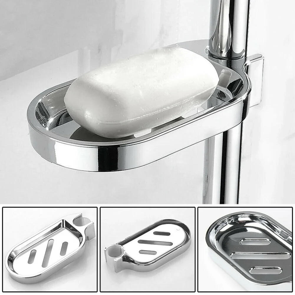 Description Picture 2 of item24/25mm Plastic Shower Rail Soap Dish Box Soap Holder Shower Rod Slide Bar ABS Chrome for Sliding Bar Bathroom Tray