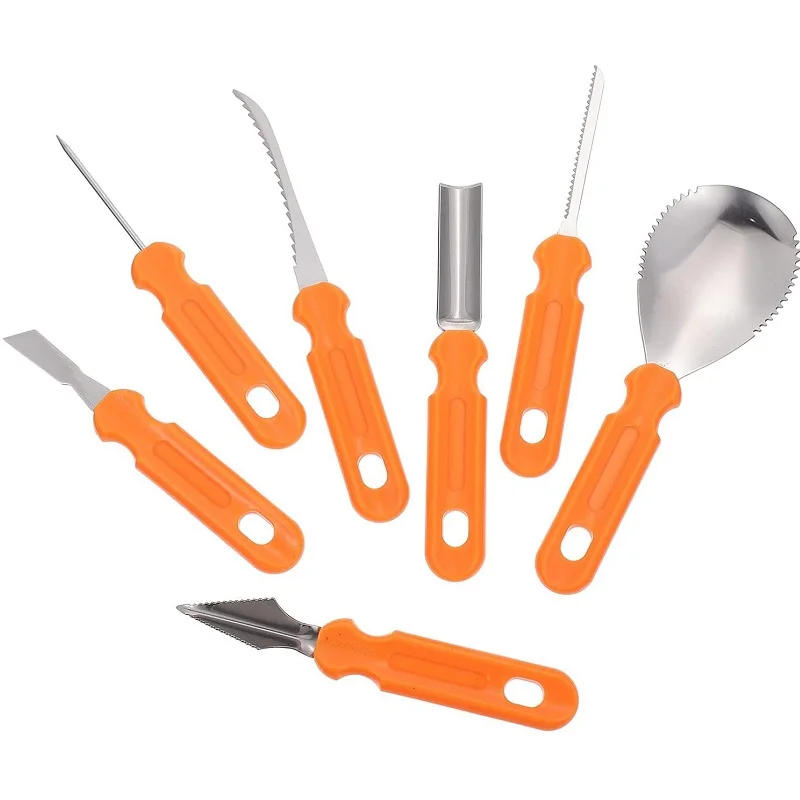 Description Picture 6 of item7pcs Pumpkin Carving Kit Tools Halloween Pumpkin Carving Tool Set Stencils Pumpkin Cutting Supplies Engraving Kitchen Cutting
