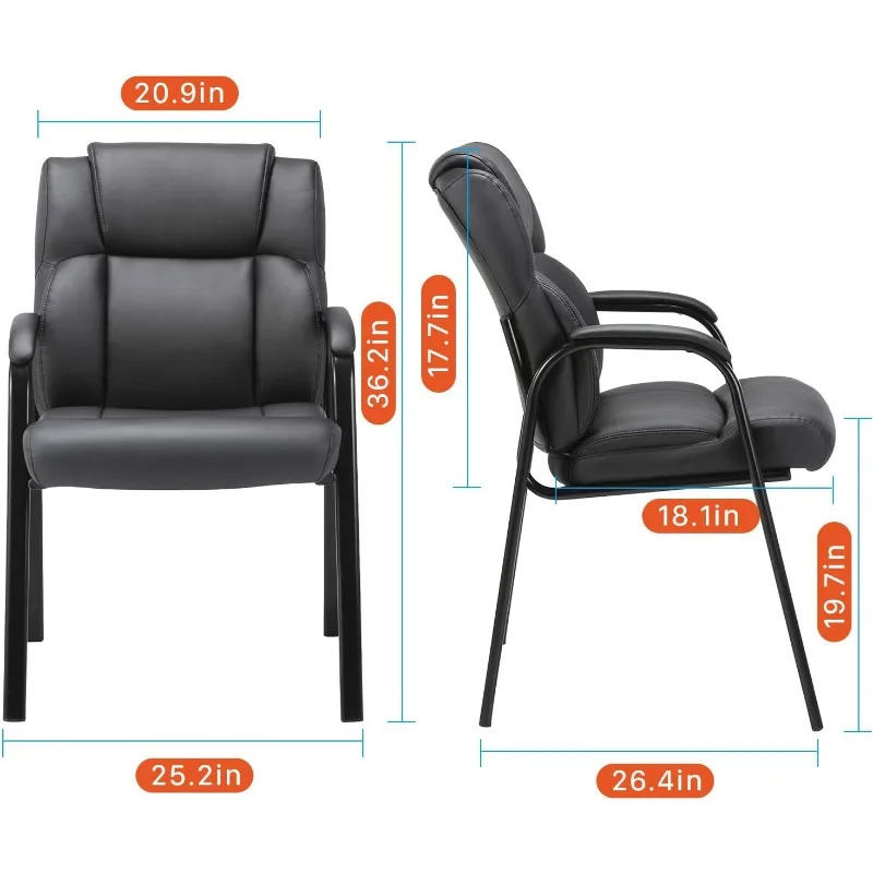 Description Picture 4 of itemLeather Guest Chair with Padded Arm Rest for Reception Meeting Conference and Waiting Room Side Office Home Black