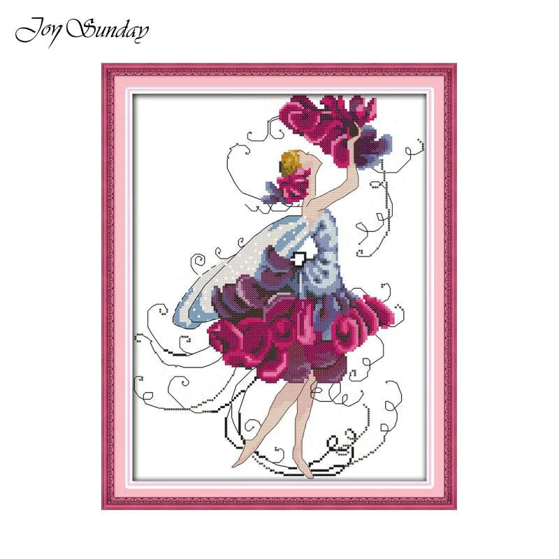 Description Picture 4 of itemJoy Sunday Fairies Pattern Cross Stitch Kits DIY DMC Thread Aida Cloth 16CT 14CT Printed Canvas Hand Embroidery Needlework Sets