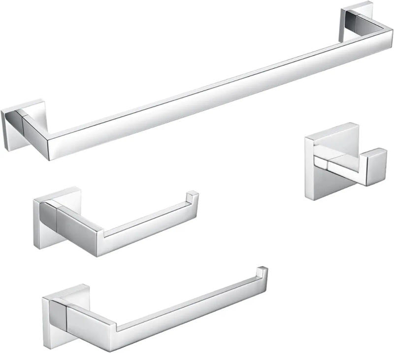 Description Picture 2 of itemBAGNOLUX Pholished Chrome Bathroom Accessories Set, 4-Piece Wall Mounted Towel Bar Set Heavy Duty, 23.6 Inch