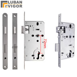 7255 European standard silent lock body panel 23x235mm Silent lock tongue Round Square panel cylinder 32mm 5572 lock body