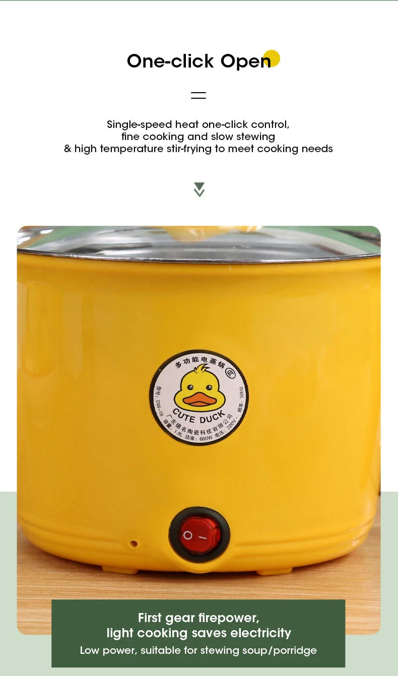 Description Picture 5 of itemElectric Skillet Multifunctional Stew Pot 1.8L 1-2 People Cooking Pot Student Dormitory Household Non-stick Electric Hot Pot