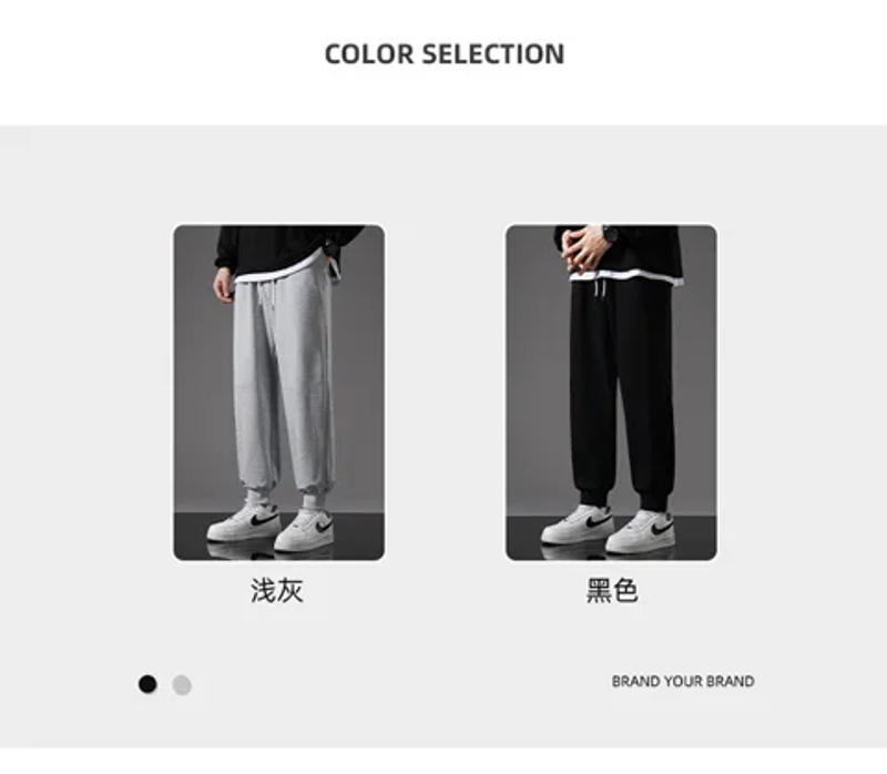 Description Picture 6 of itemSpring 2024 new style casual sports pants men's loose-fitting leggings nine points of pure color leggings