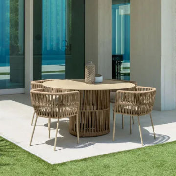 Nordic outdoor modern leisure villa courtyard dining table chair hotel terrace rattan weaving