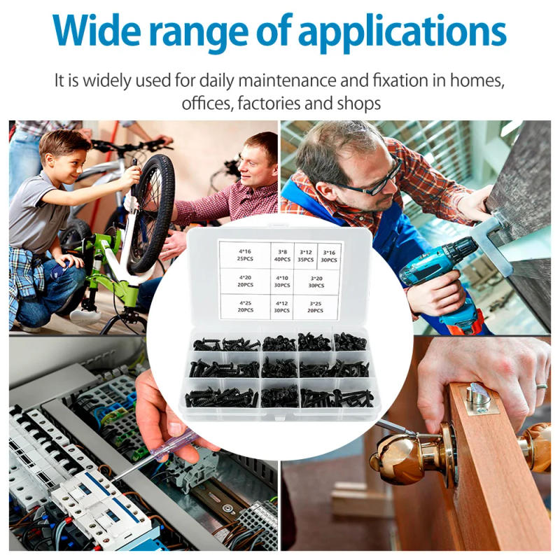Description Picture 6 of item340/500Pcs Self Tapping Screws Set M3/M4/M3.5/M4.8 Pozi Flange Pan Head Kit Phillips Truss Head Metal Screw Self Lock Nut