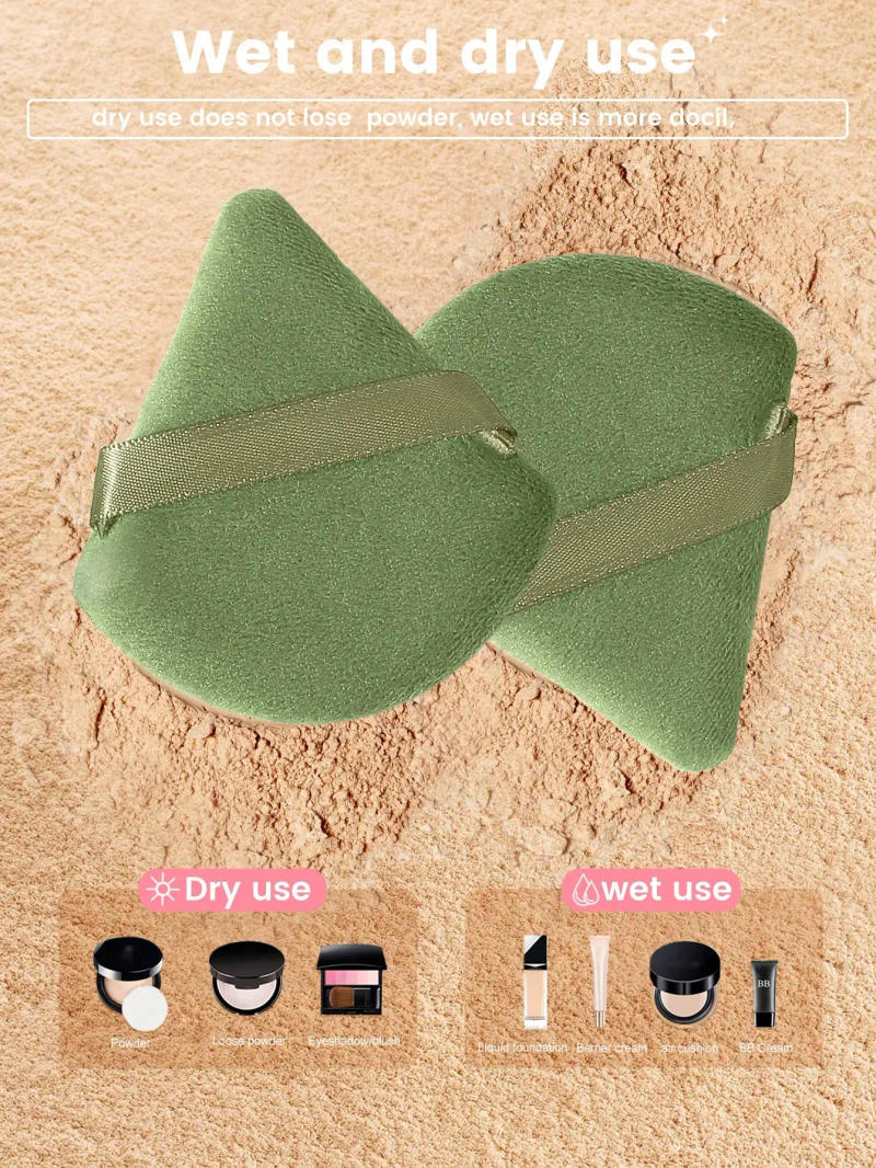 Description Picture 5 of item20 PCS  Triangle Shaped Sponge Puff For Loose Powder Setting And Blending,  For Face And Body, Velvet Smooth Makeup Sponge Set