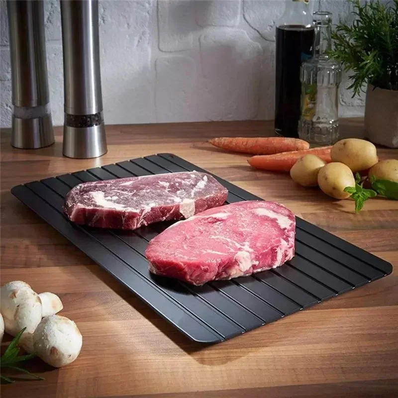 Description Picture 4 of item1pcs Aluminum Alloy Rapid Defrosting Tray Quick Thawing Cold Steak Fish Fruit Meat Food Defrosting Board Household Kitchen Tools
