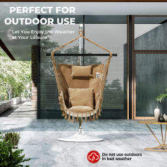 Dinning Room Hammocks Outdoor Garden Party Supplies Swing Chairs Hanging Rope Swing Chair with Soft Pillow and Cushions
