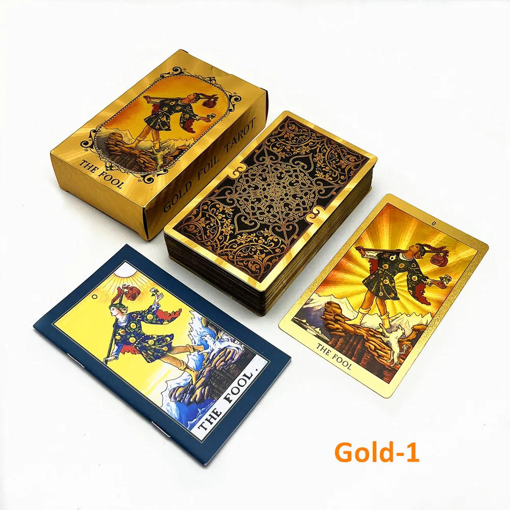 Description Picture 3 of item1 Deck Gold Foil Tarot Cards With Guide Book Oracle Divination Astrology  Board Game L731