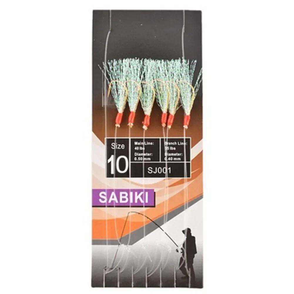 Description Picture 4 of item6Pcs/Pack Sabikis Soft Fishing Lure Rigs Bait Jig Lure Feather Lure Herring Bait Tackle Tool For Mackerel And Deep Se NEW