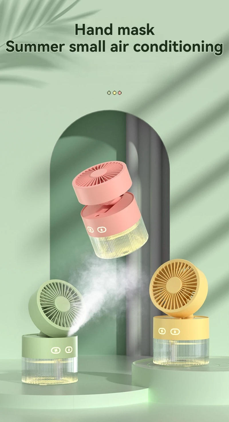 Description Picture 3 of itemPortable Air Humidifier Fan Desktop Foldable Water Spray Mist Fan 350ml Water Cooler Table Air Fan With Night Light USB Plug