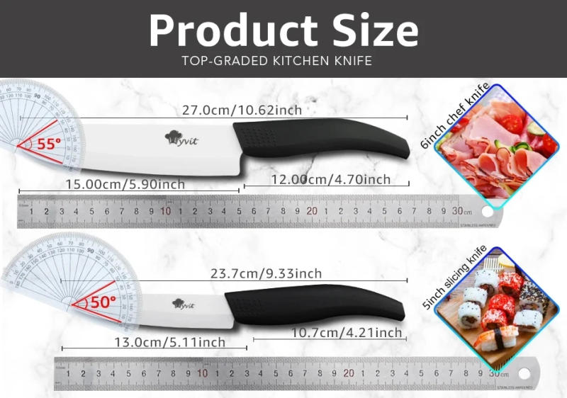 Description Picture 5 of itemCeramic Knife 3 4 5 6 inch Kitchen Knives with Peeler Serrated Bread Set Zirconia Black Blade Fruit Chef Knife Vege Cook Tool
