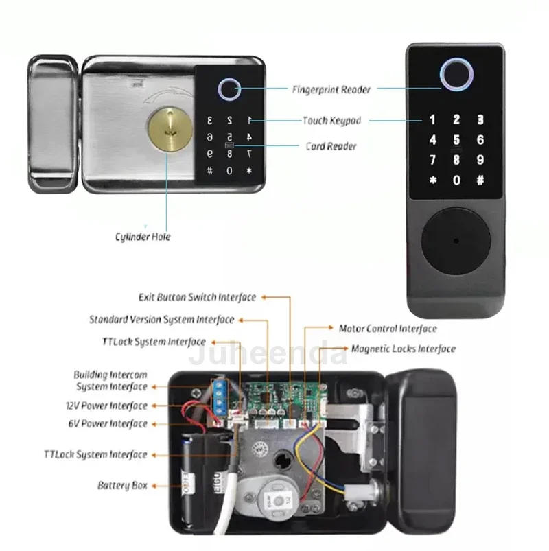 Description Picture 6 of itemTuya Wifi Double Side Fingerprint Smart Waterproof Electronic Lock Outdoor Gate Digital Password RFID Remote APP Home Rim Lock
