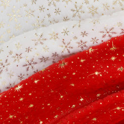 150x200cm/50x50cm PV Velvet Gilded Snowflake Velvet Fabric For Christmas Decoration Women's Hoodie Handmade DIY Sewing Cloth