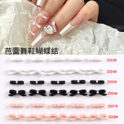 Ballet Shoes Nail Rhinestones Ribbon Bow Tie French Girl Three-dimensional Nails Decorations