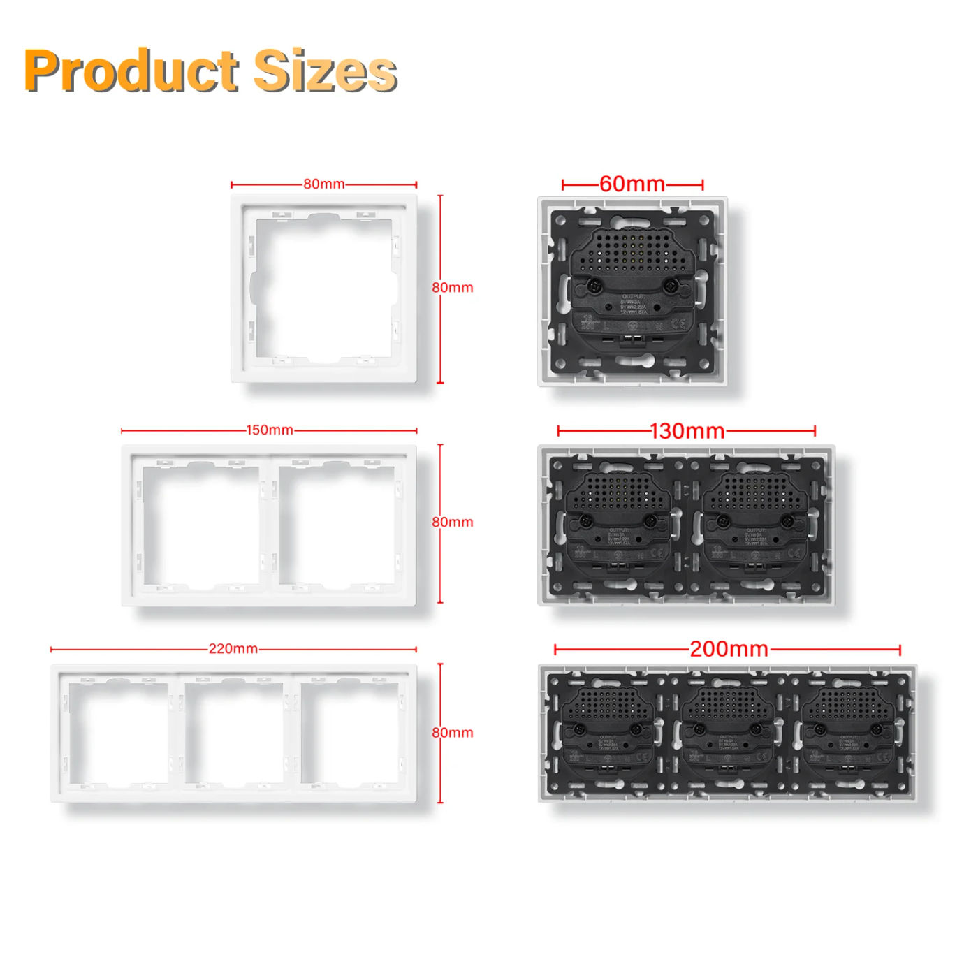 Description Picture 3 of itemBSEED 1/2Gang Wall Light Switches 2Way Control For Stairs Bedroom With EU Standard Power Socket USB Type-c Plastic Frames 2Pack