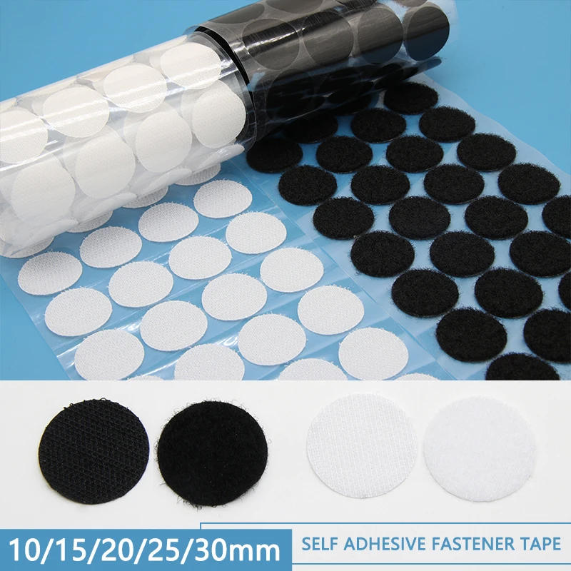 Description Picture 2 of itemSelf Adhesive Fastener Tape Dots 10/15/20/25/30mm Sticker Dots Adhesive Tape Round Hook Loop Boob Tape Strong Glue White Black