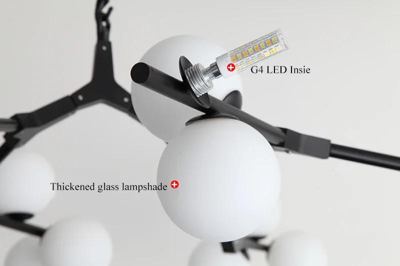 Description Picture 6 of itemNordic Creative Magic Bean Molecular Chandelier Modern Simple Living Room Restaurant Pendant Lights Personality Branch Lamp LED