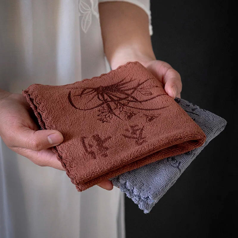 Description Picture 5 of itemChinese Thickened Tea Towel Plush Absorbent Water Rag Tea Napkins Cloth Table Teapot Heat Insulation Coaster Tea Set Accessories