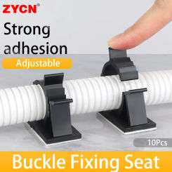 10pcs Cable Organizer Clips Adjustable Ties Mounts Self-Adhesive Wire Clamp Holder Cord Management For Car PC TV Charging Winder