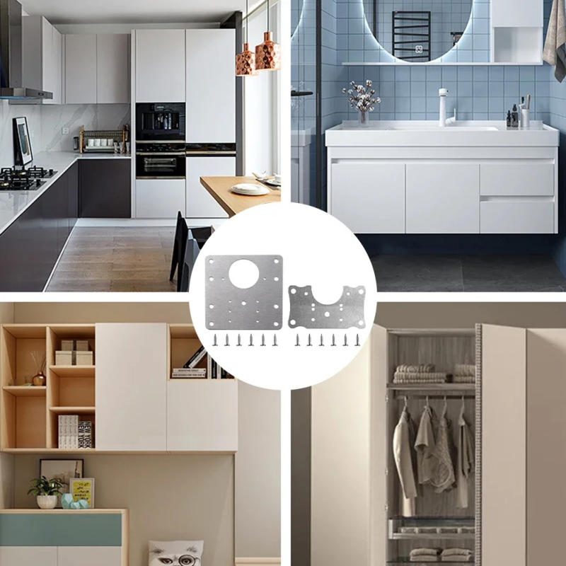 Description Picture 2 of itemCabinet Hinge Repair Plate Kit Kitchen Cupboard Door Hinge Mounting Plate With Holes Flat Fixing Brace Brackets Household Tools