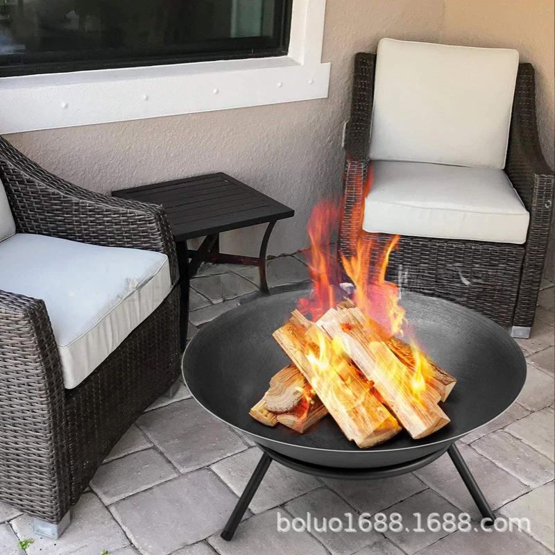 Description Picture 6 of item60cm Steel Large Fire Bowl Cast Iron Firepit Modern Fire Pit Garden Fireplace Outdoor for Garden Patio Terrace Camping