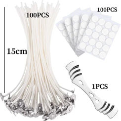 105PCS/Set Smokeless Scented Candle Wicks Soy Wax Core Wood Cotton Core Kerosene Lamp Wax Line Wood Candles Making Accessories