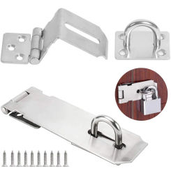 Durable Stainless Steel Padlock Hasp Burglar-proof Household Door Clasp Lock Right Angle 90 Degree Gate Bolt