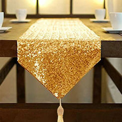 Sequin Table Runner Glitter Tassel Table Runner for Birthday Party Wedding Table Decoration 30x180cm