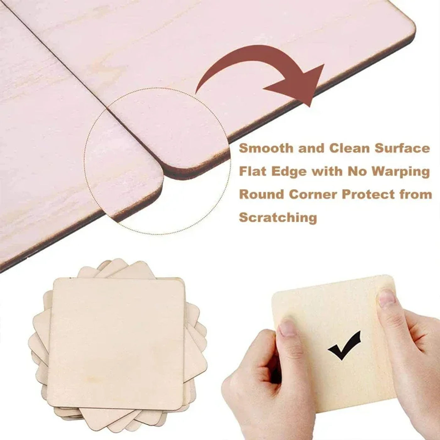 Description Picture 6 of item200pcs 3cm Unfinished Wood Pieces, Square Blank Natural Wooden Squares Cutouts for DIY Crafts, Home Decor, Painting, Carving