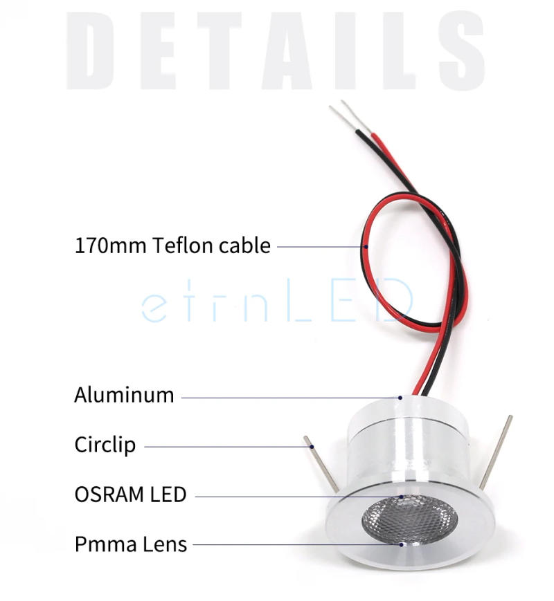 Description Picture 3 of item12V 1W Sauna Led Light Ceiling Spot Waterproof Outdoor Mini Spotlight High Temperature Dimmable Lamp Bathroom Cabinet Showcase