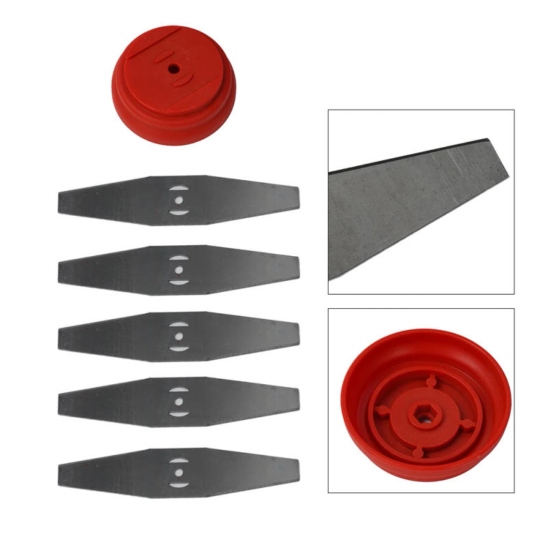 Description Picture 3 of item5pcs Metal Grass String Trimmer Head Replacement Saw Blades Steel 150mm Length Lawn Mower Blades Fittings With Blade Base