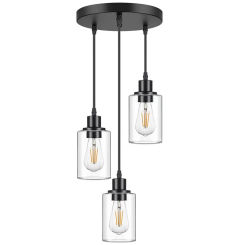Glass led Pendant Light Modern Indoor Lighting Fixtures Black Metal Glass hanging lamp for Cafe Living Room Bedroom Dining Room