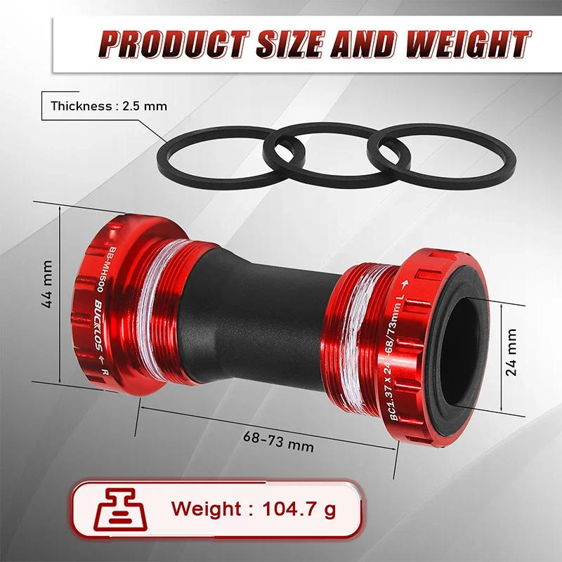 Description Picture 4 of itemBUCKLOS Bicycle Bottom Bracket BB68/73 Steel/Ceramic Bearing Bike Bottom Bracket Sealed Bearing BB for MTB Road Bike Crank