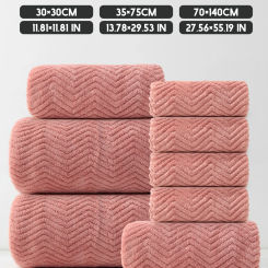 8-Piece Set [4 Square Towels + 2 Towels + 2 Bath Towels] Coral Velvet Foldable Combination Set, Can Be Used for Bathroom, Bedroom, Hotel, Outing and Other Places