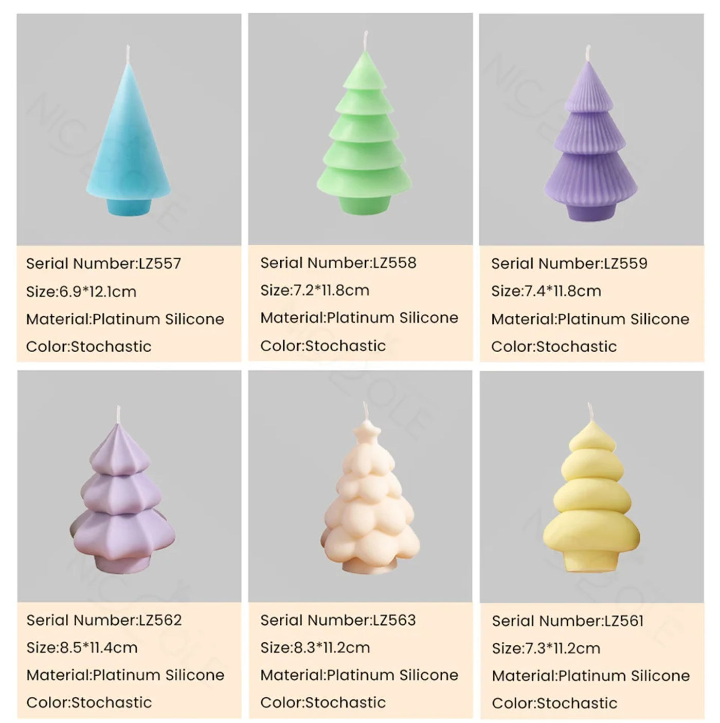 Description Picture 4 of itemBoowan Nicole Christmas Tree Candle Silicone Mold DIY Aromatherapy Candle Making Mould Christmas Party Table Decorations