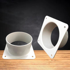 White Air Vent Duct Connector Flange Straight Ventilation Pipe Square Bottom Ducting Tools For Air Vent Duct Easy Installation