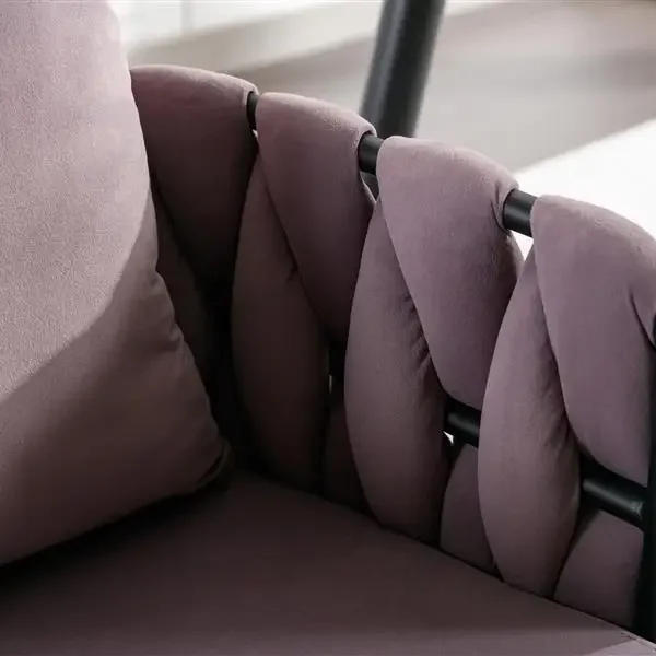 Description Picture 6 of itemPure purple modern velvet dining chair 2 piece set of hand-woven upholstered chairs living room chairs upholstered side chairs