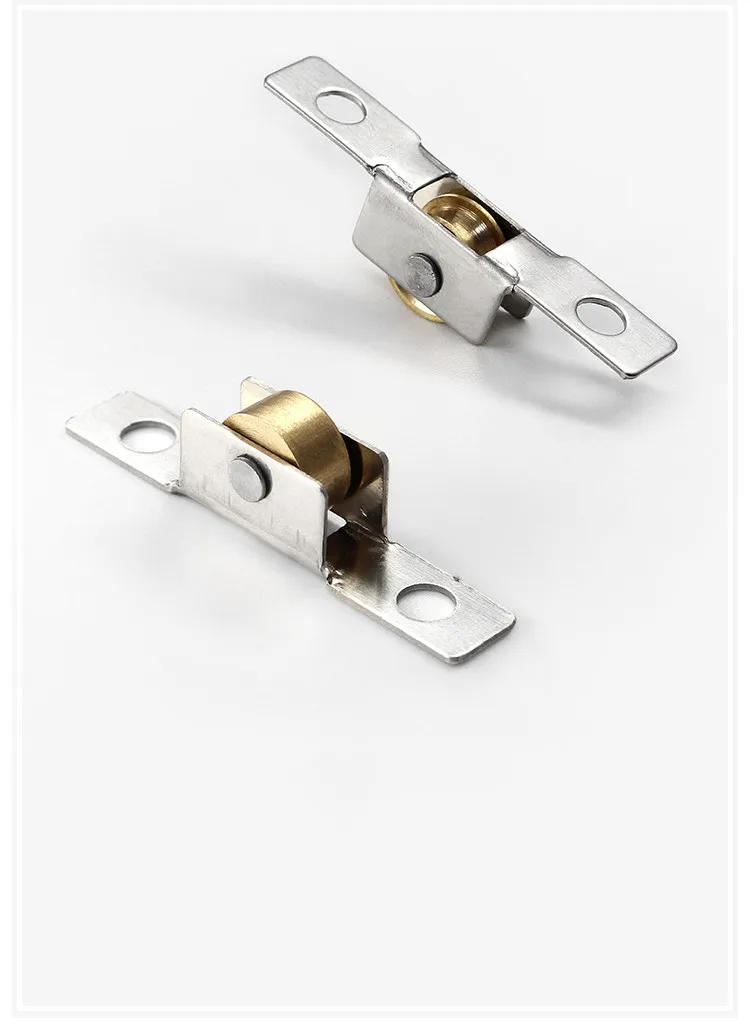 Description Picture 4 of item10Pc Stainless Steel Window Pulley Kitchen Cabinet Sliding Door Roller Runners Mute Copper Caster Wheel Furniture Track Hardware