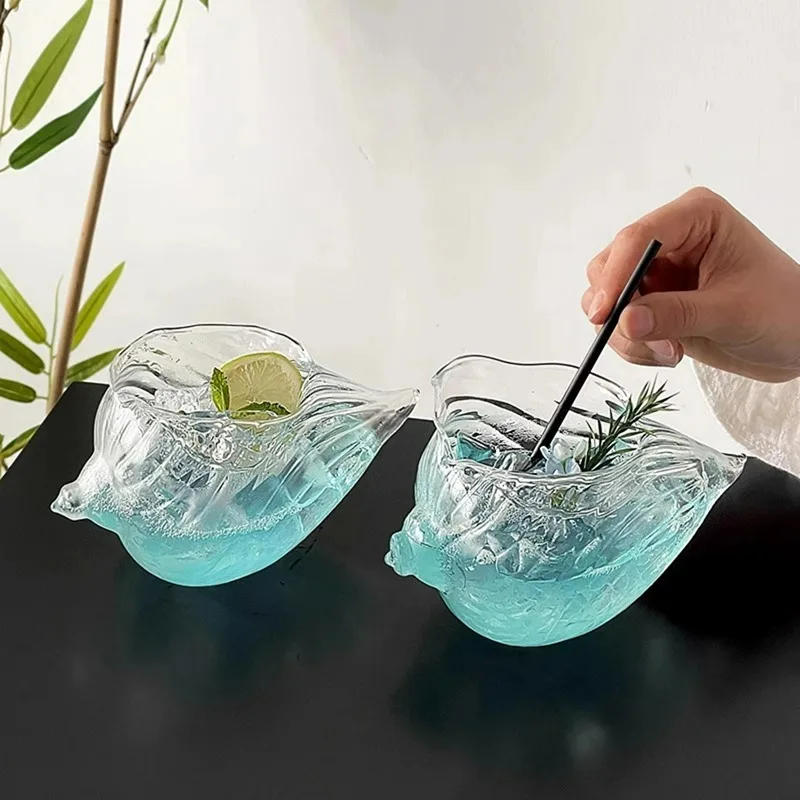 Description Picture 4 of itemConch Cup Creative Cocktail Glasses Cups Personalized Shell Cups High-value Wine Glass Cup Handmade Engraved Glass Cups Bar Tool