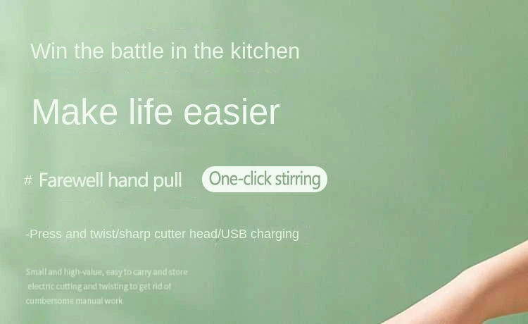 Description Picture 2 of item4in1 Electric Vegetable Cutter Handheld Garlic Chopper Set For Pepper Chili Onion Ginger Meat With Brush Kitchen Tools