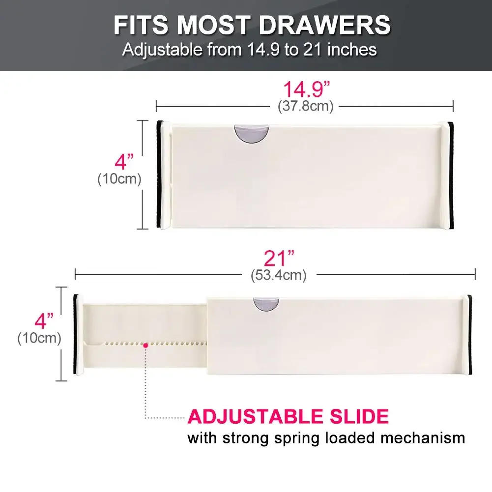 Description Picture 3 of item4 Adjustable Drawer Dividers, Organizes Silverware Utensils, Divider for Clothes Underwear and Bra Fabrics, Bathroom Storage